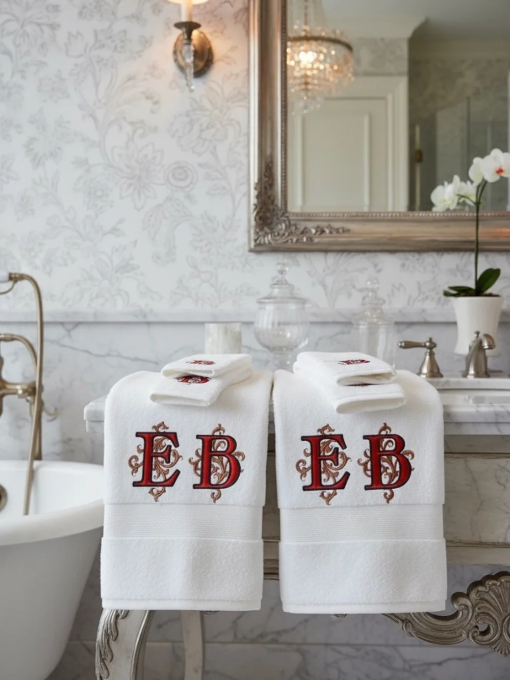 Personalized Embroidered Luxurious Bath Towel set Monogrammed New
